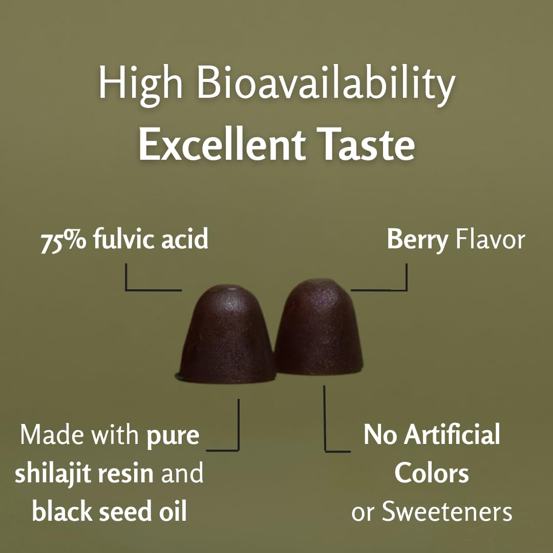 Sakoon Shilajit Gummies packaging open jar showing soft chews.