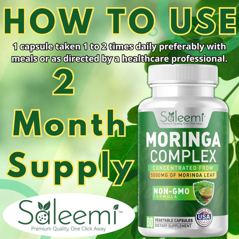 Saleemi Moringa Capsules with 10:1 leaf extract for enhanced nutrient support