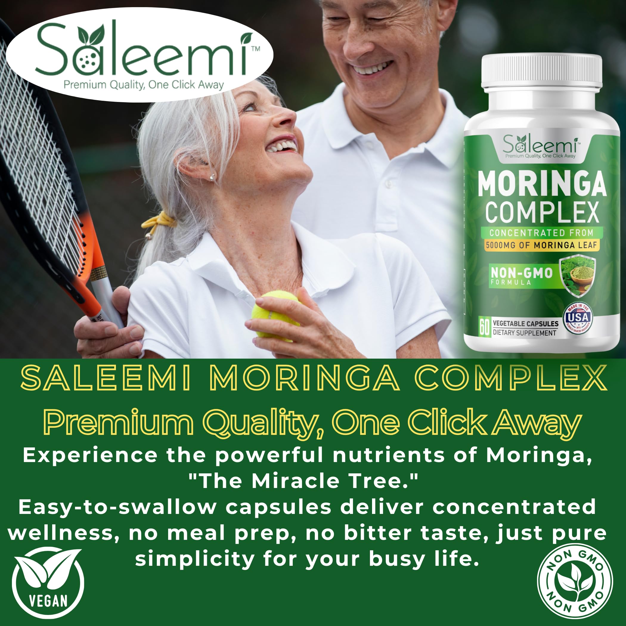 Saleemi Moringa Capsules manufactured in USA with high quality standards