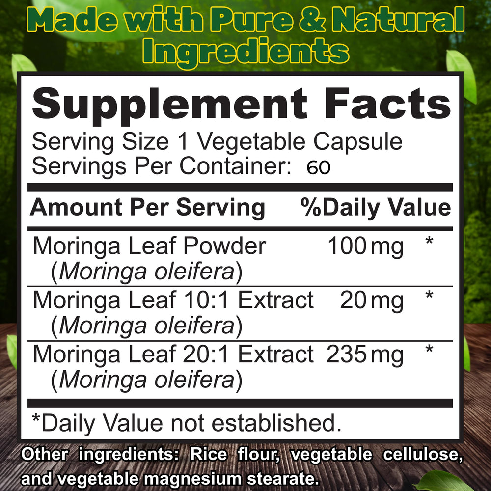 Saleemi Moringa Capsules with 20:1 seed extract for concentrated nourishment