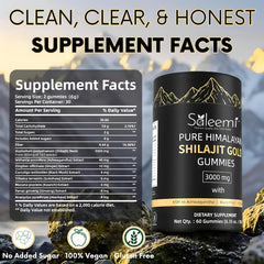 Saleemi Shilajit Gummies with fulvic acid emphasizing purity and nutrients