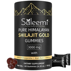 Saleemi Shilajit Gummies pack shot highlighting premium Himalayan formula for natural energy