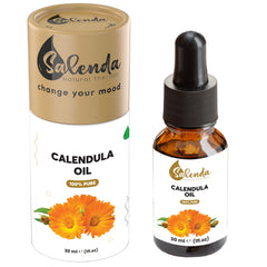 Salenda Calendula Oil bottle cap close-up showing the product in a premium oil bottle for skincare routines
