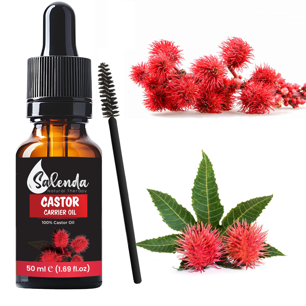 Salenda Castor Oil bottle for hair, brows, and lashes nourishment