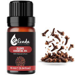 Salenda Clove essential oil bottle close-up for diffusers and cozy home aromatherapy