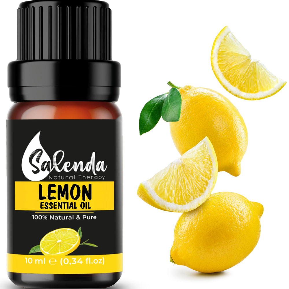 Salenda Lemon Oil bottle with 10 ml of pure citrus for diffusion and refreshing spaces.