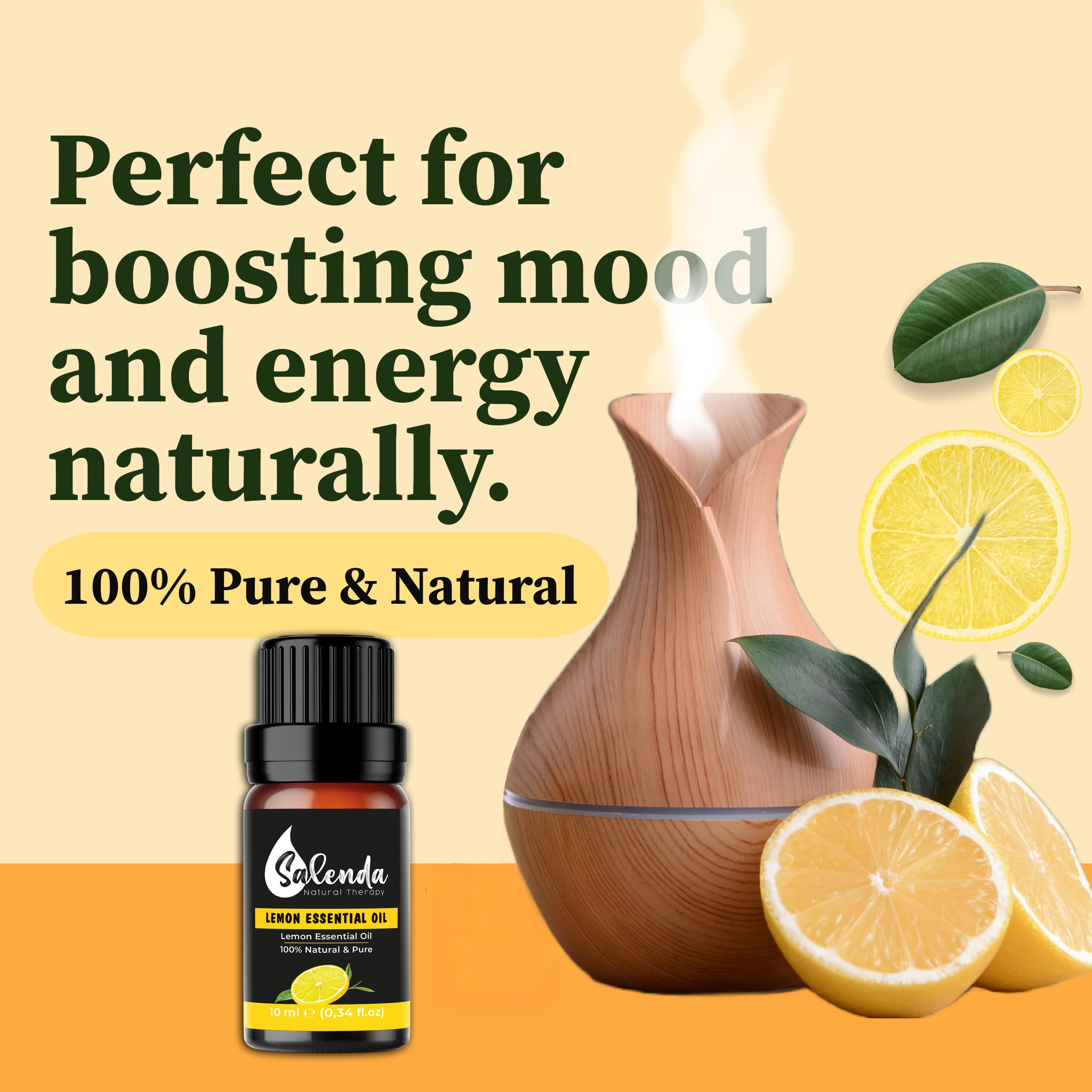 Salenda Lemon Oil cleaning spray for fresh, natural surfaces and spaces.