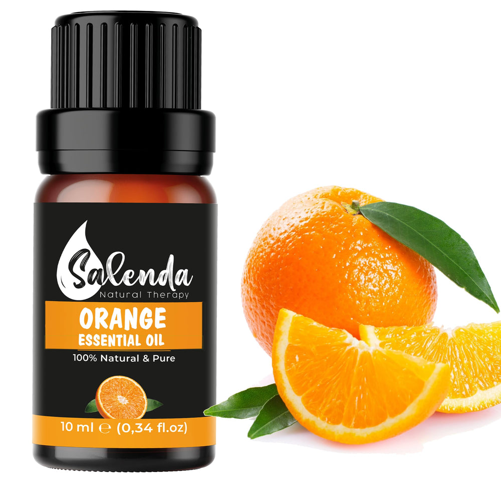 Salenda Orange Essential Oil bottle close-up for pure citrus aroma and quality