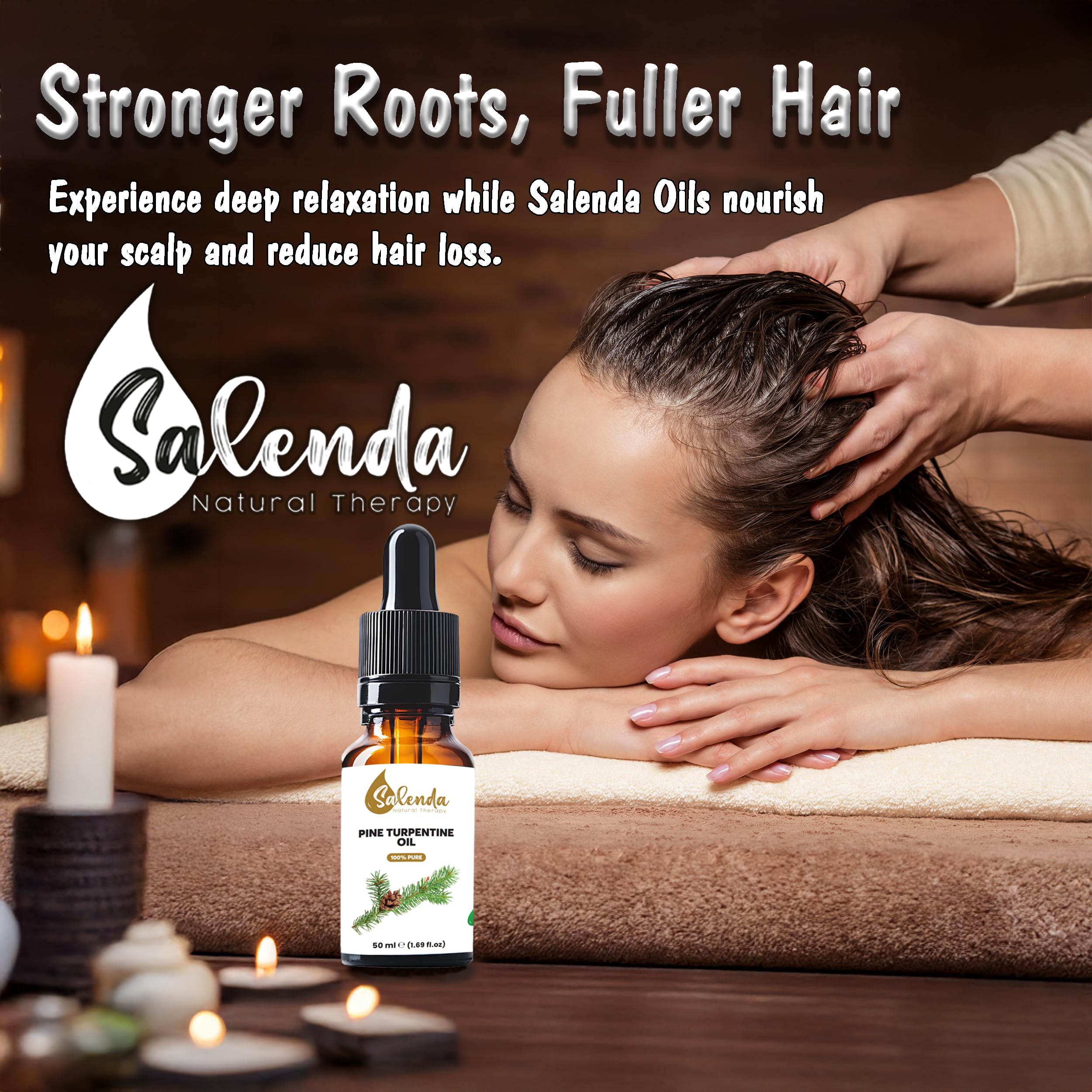 Salenda Pine Turpentine Oil applied to hair care or masks.