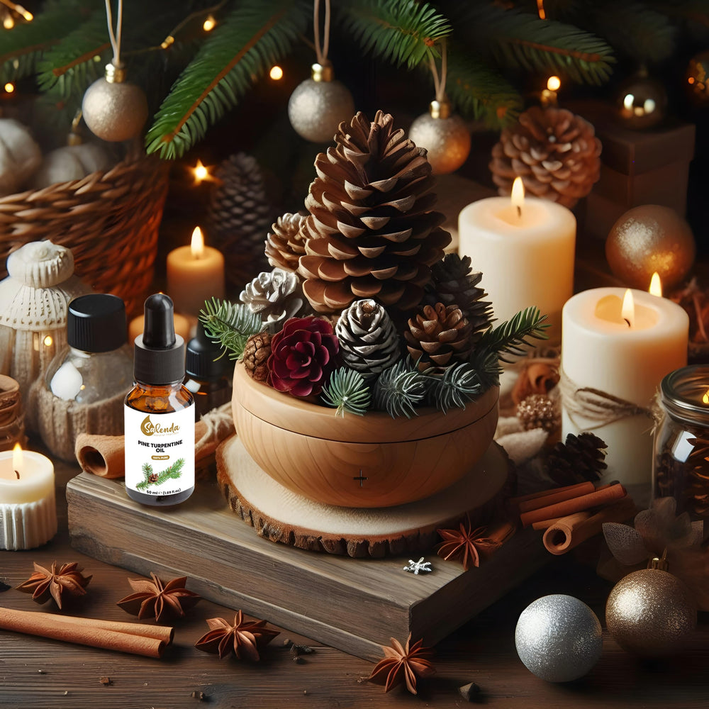Salenda Pine Turpentine Oil highlights premium, 100% pure quality for diffusers.