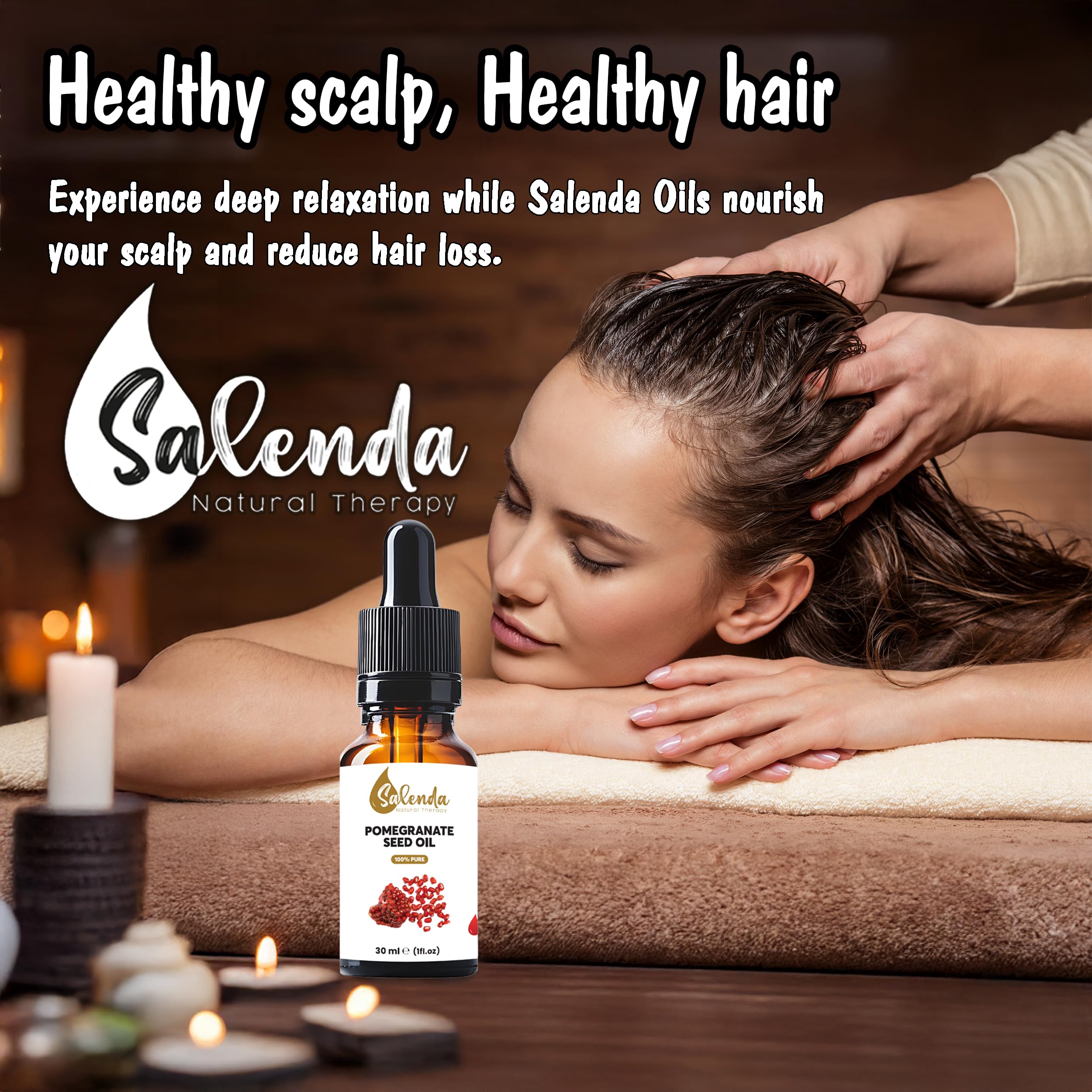Salenda Pomegranate Seed Oil finish providing a radiant, soft skin glow.
