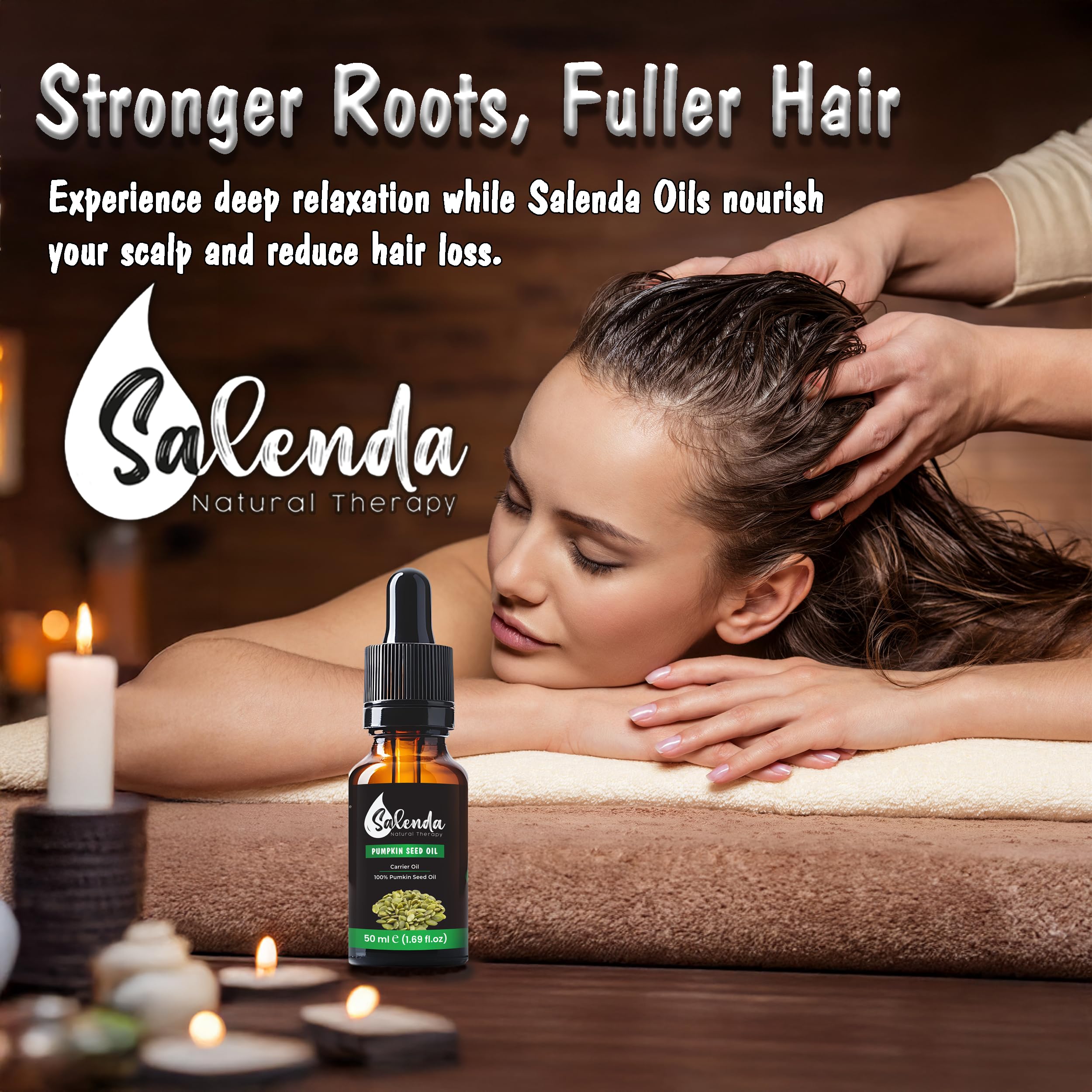 Salenda pumpkin seed oil dispensing dropper enables easy daily application.