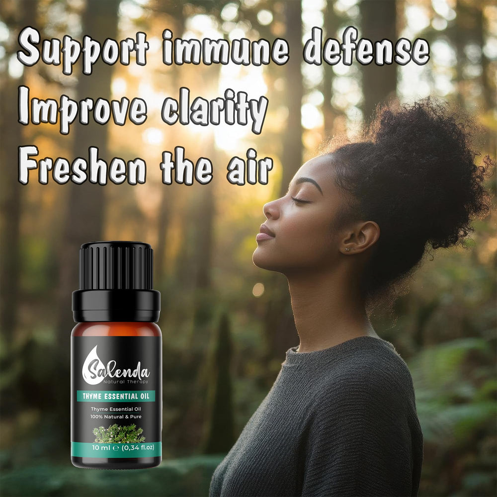 Salenda Thyme essential oil for hair care and scent.