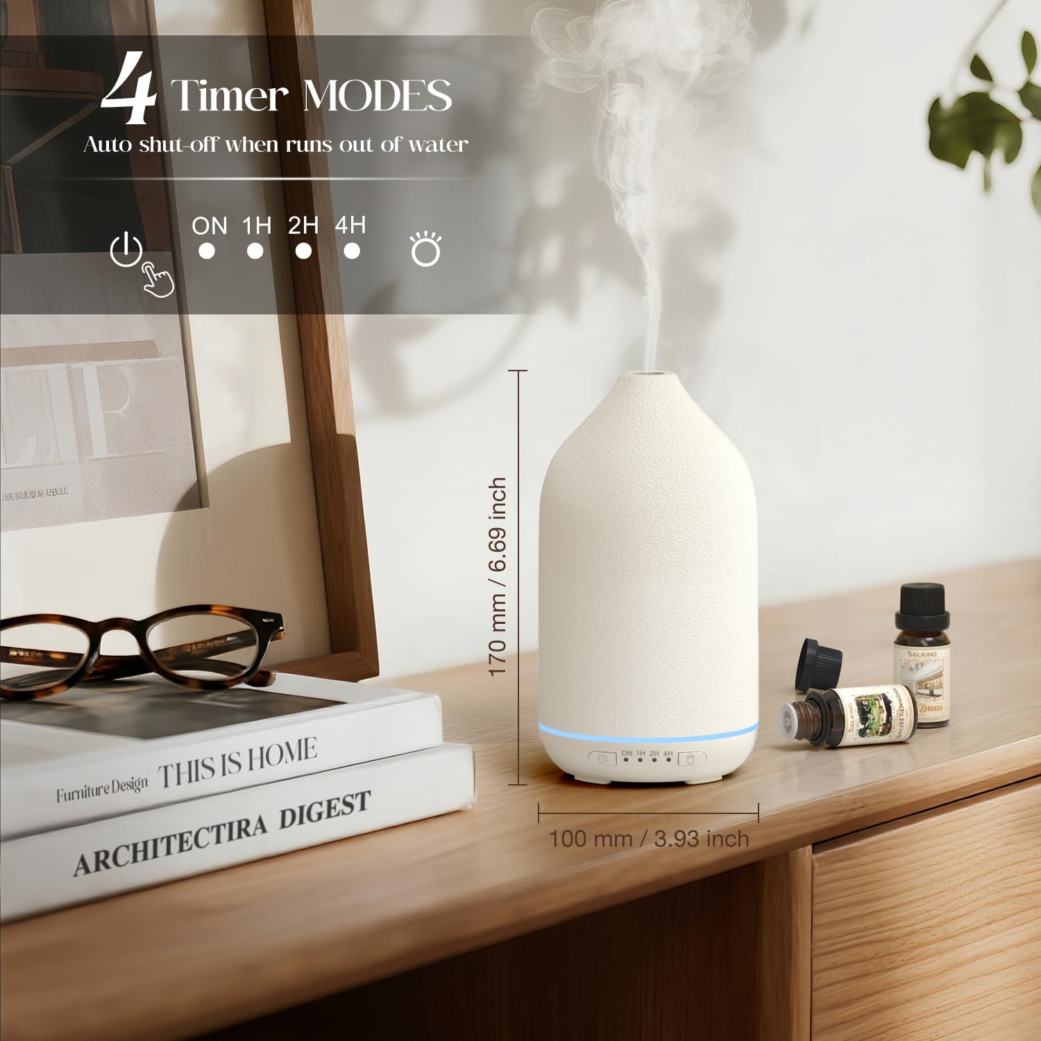 SALKING diffuser with 7-color LED lights creates customizable mood.