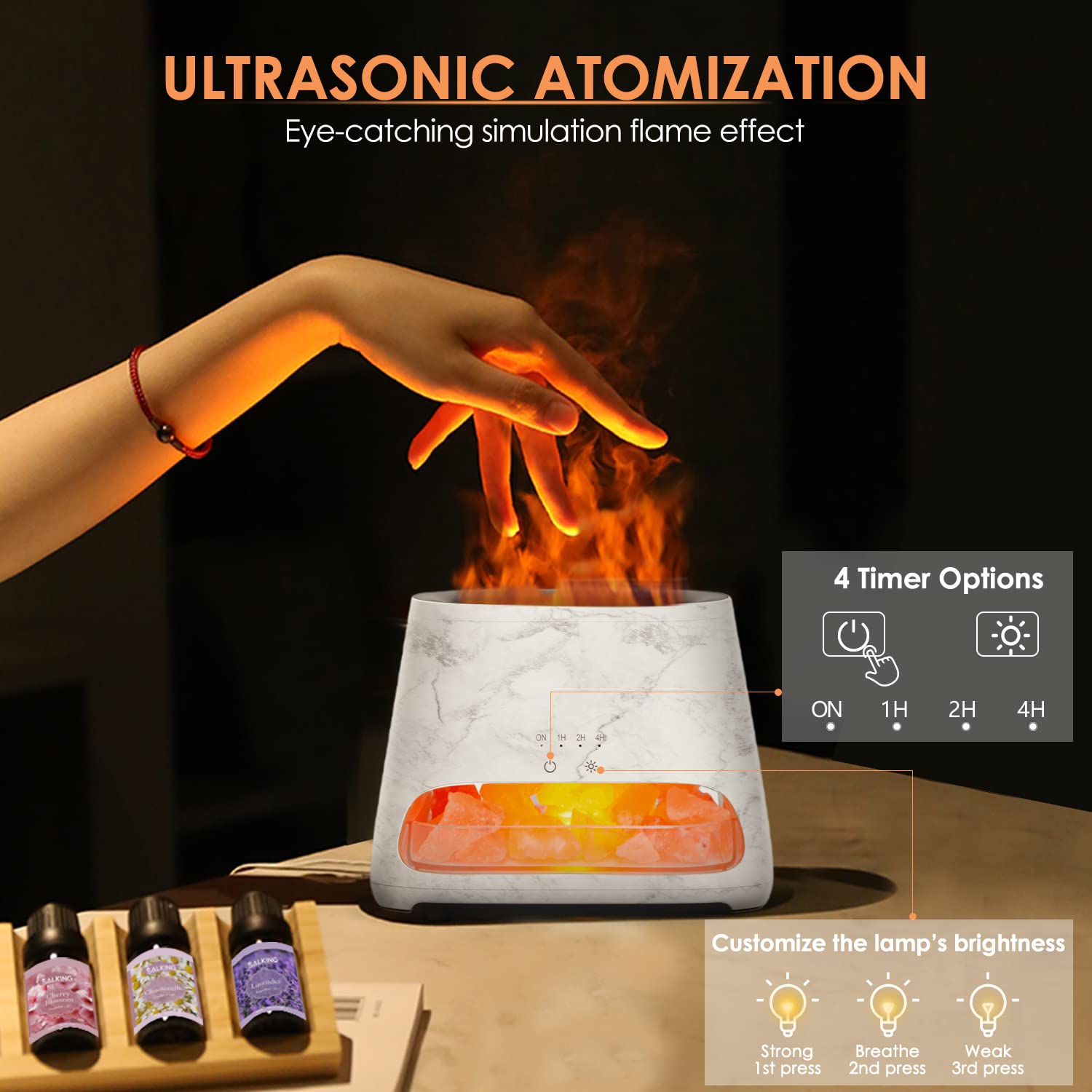 SALKING aromatherapy diffuser mist enhances fragrance during quiet evenings.