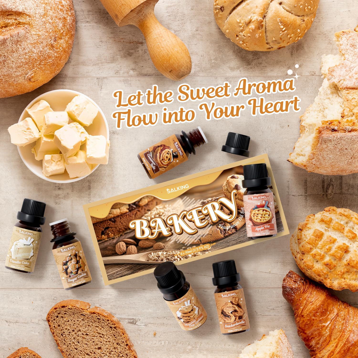 SALKING Bakery Amber bottle closeup emphasizes light protection for freshness.