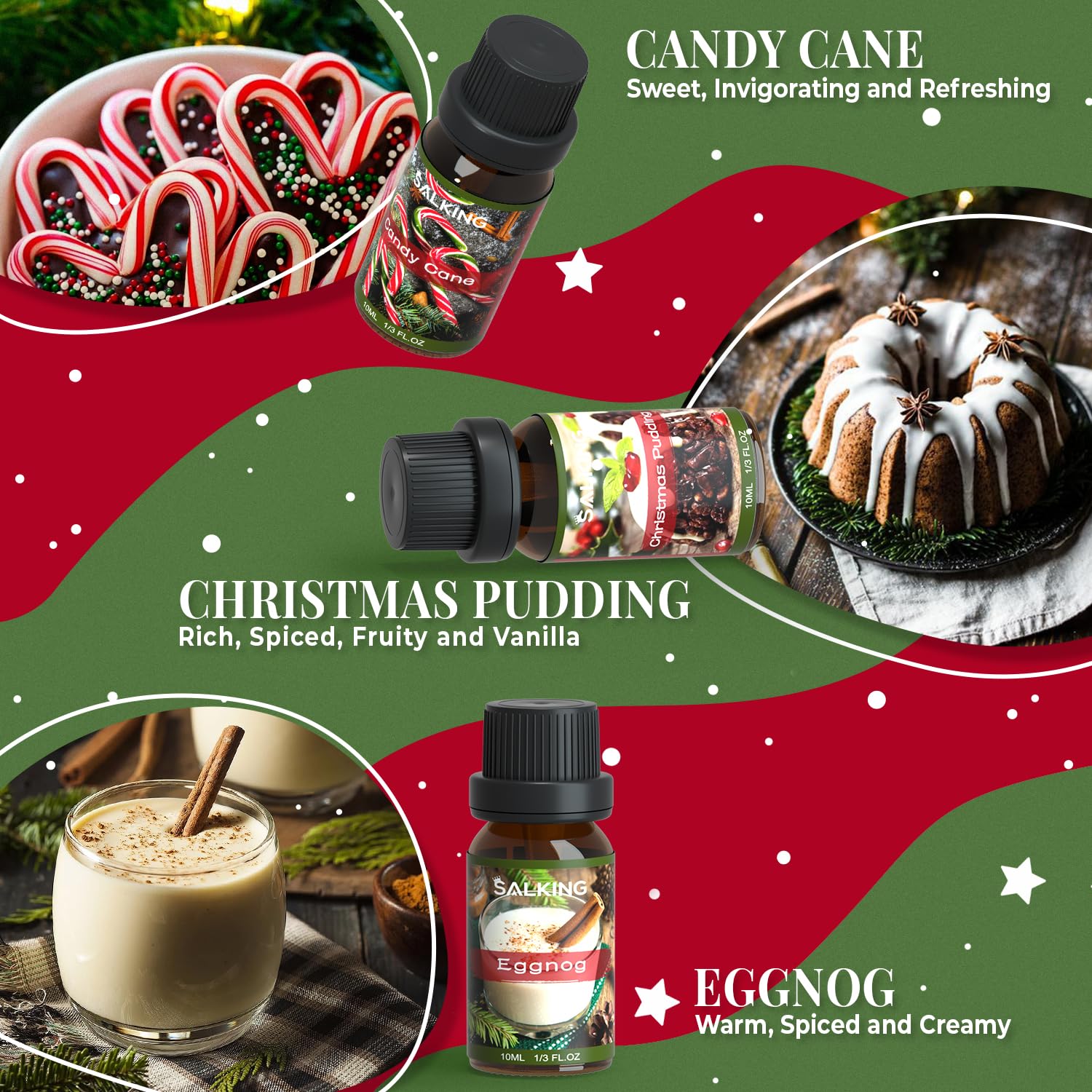 SALKING candy cane bottle adds refreshing peppermint notes.