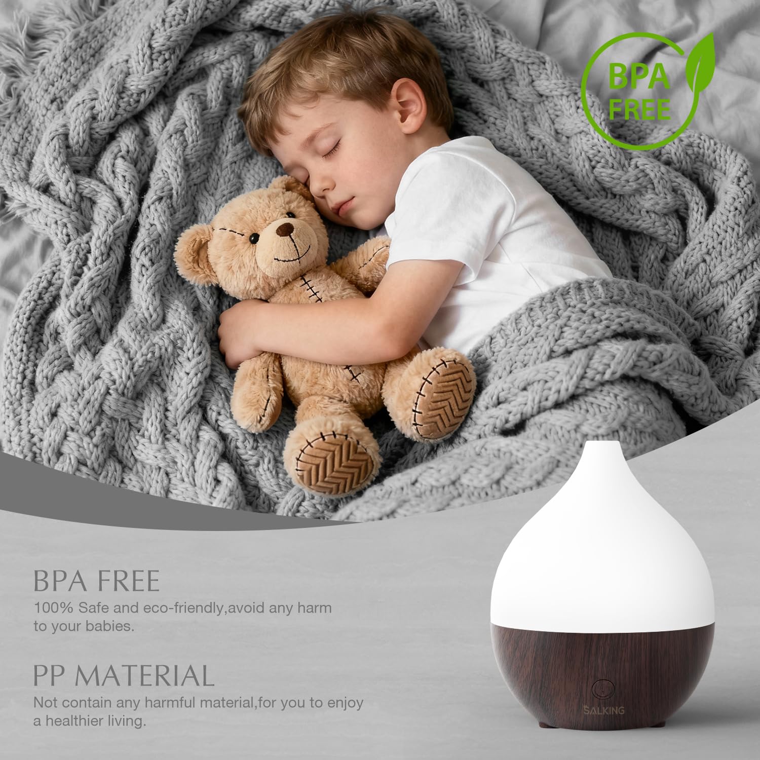 SALKING diffuser single-button control for easy mist and light settings