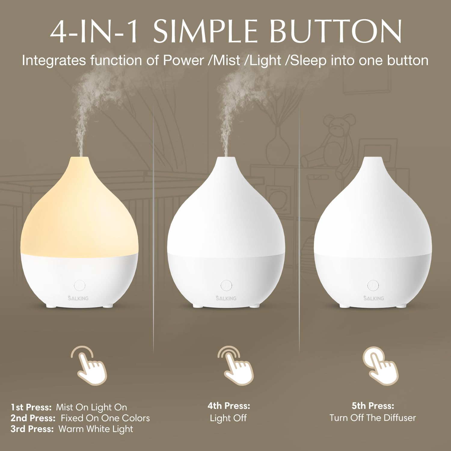 SALKING diffuser with auto shut-off for safe use