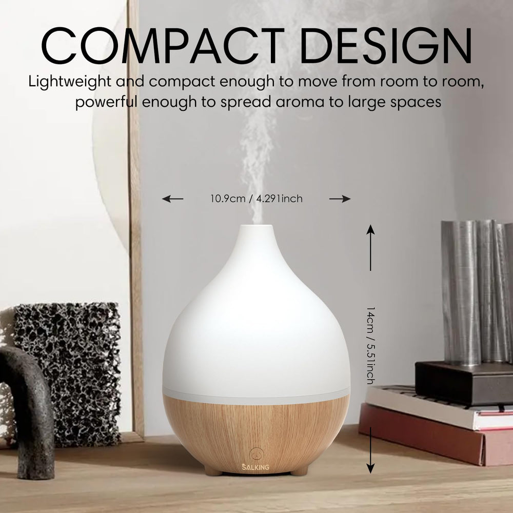 SALKING ultrasonic diffuser releasing cool mist for a refreshing room feel.