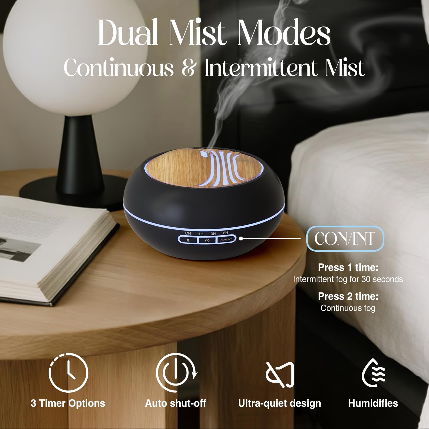 SALKING diffuser smart timer with auto-off for worry-free use.
