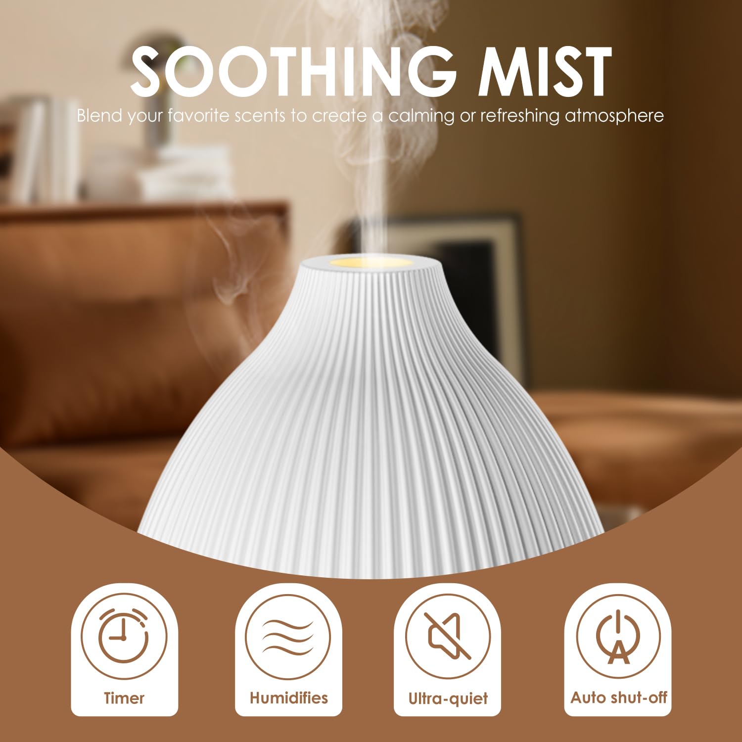 SALKING Essential Oil Diffuser black base blends sleek decor with silent operation.