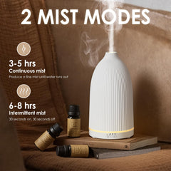 SALKING diffuser white with mist visual on desk setup for aromatherapy.