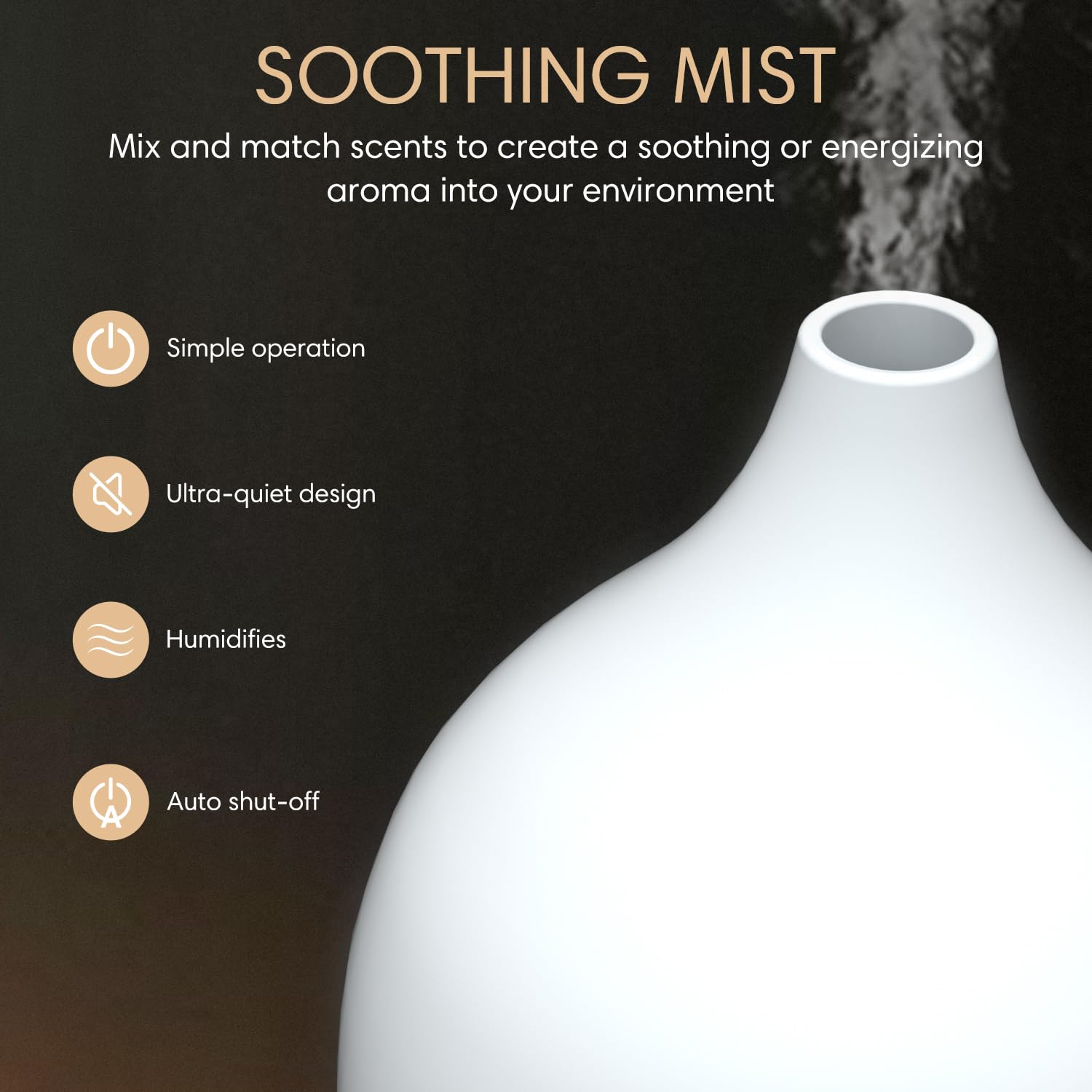 SALKING diffuser set 2 glowing warm light, creating a cozy nighttime ambiance.