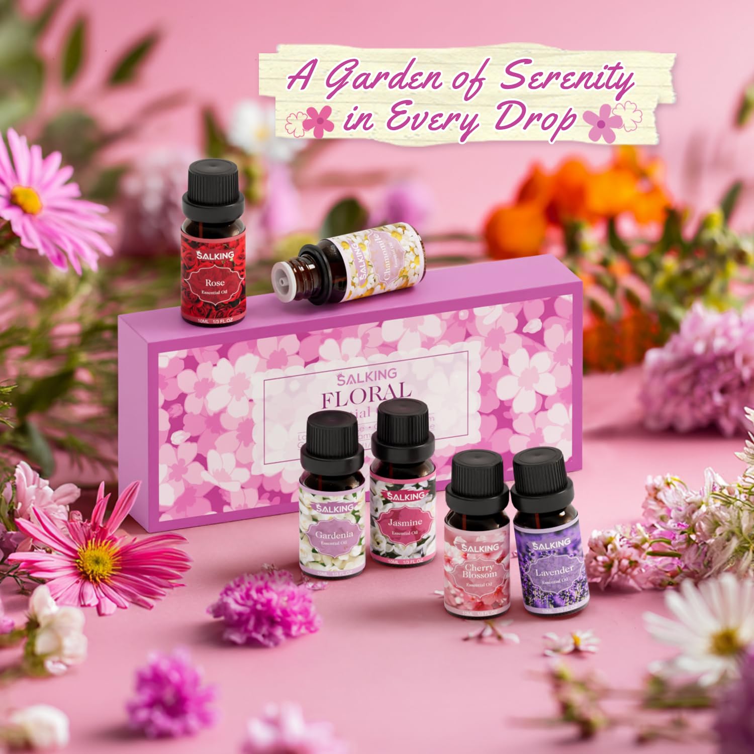SALKING Floral Essential Oils Set Chamomile oil for soothing atmosphere.