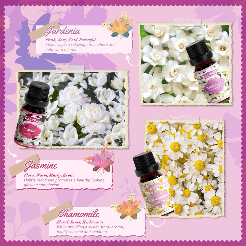 SALKING Floral Essential Oils Set Cherry blossom oil for bright room fragrance.