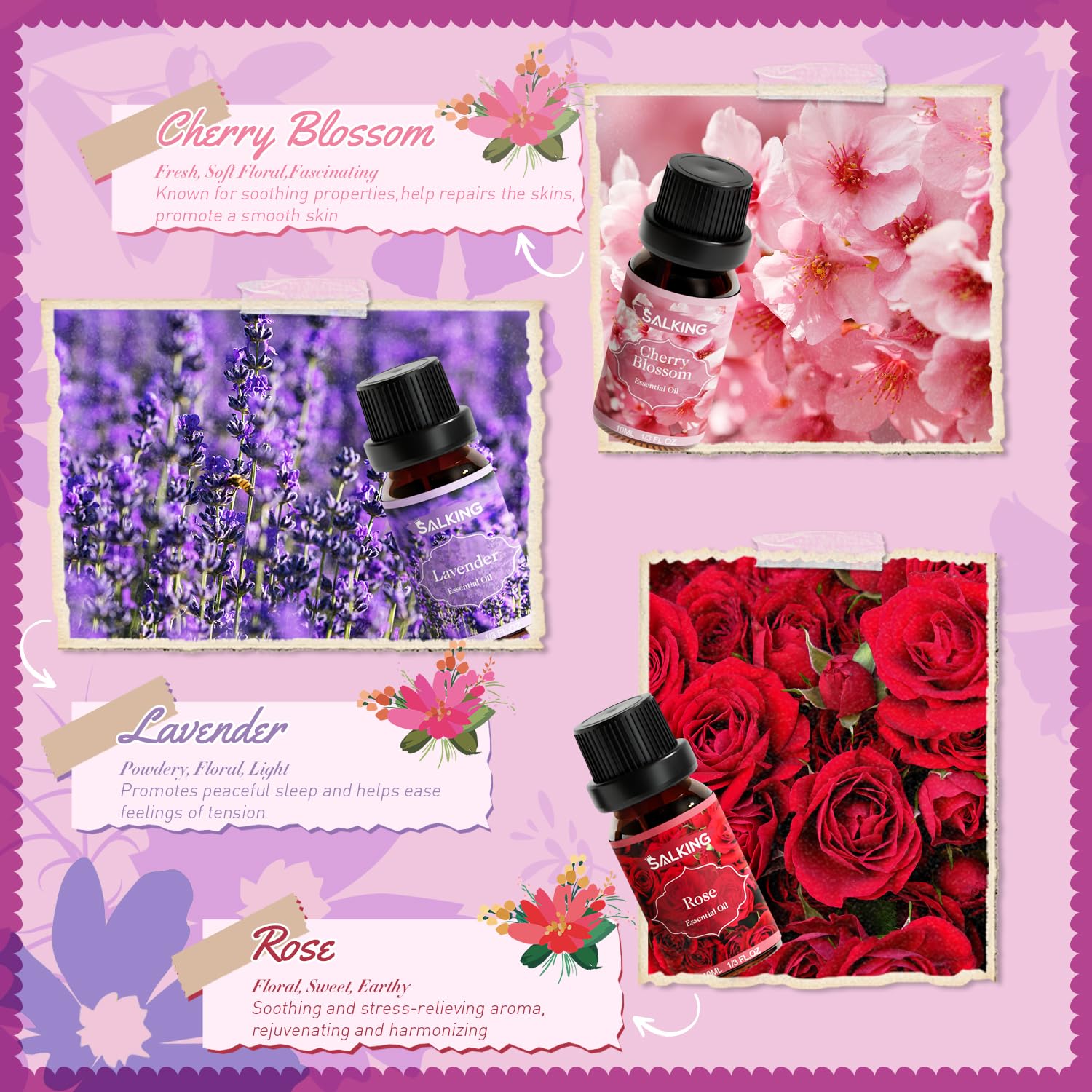 SALKING Floral Essential Oils Set Jasmine oil to enrich diffuser ambience.