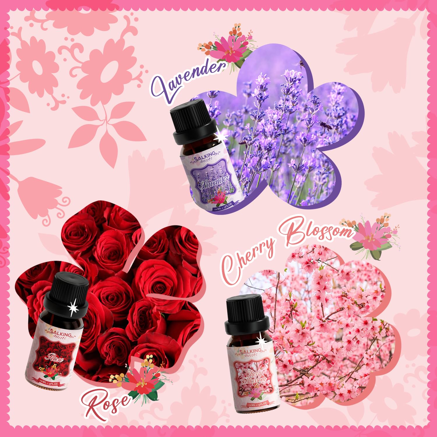 SALKING Floral Oils Set cherry blossom bottle brightening living spaces