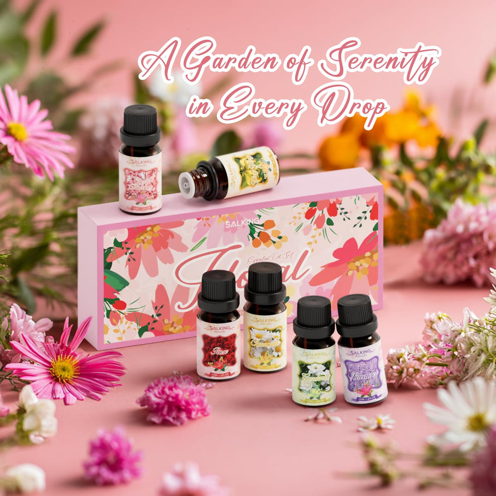 SALKING Floral Oils Set diffuser lifestyle scene with calming aroma