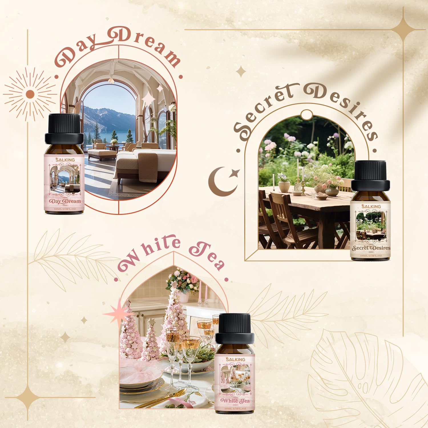 SALKING Santal diffuser oil bottle provides warm notes for cozy evenings.