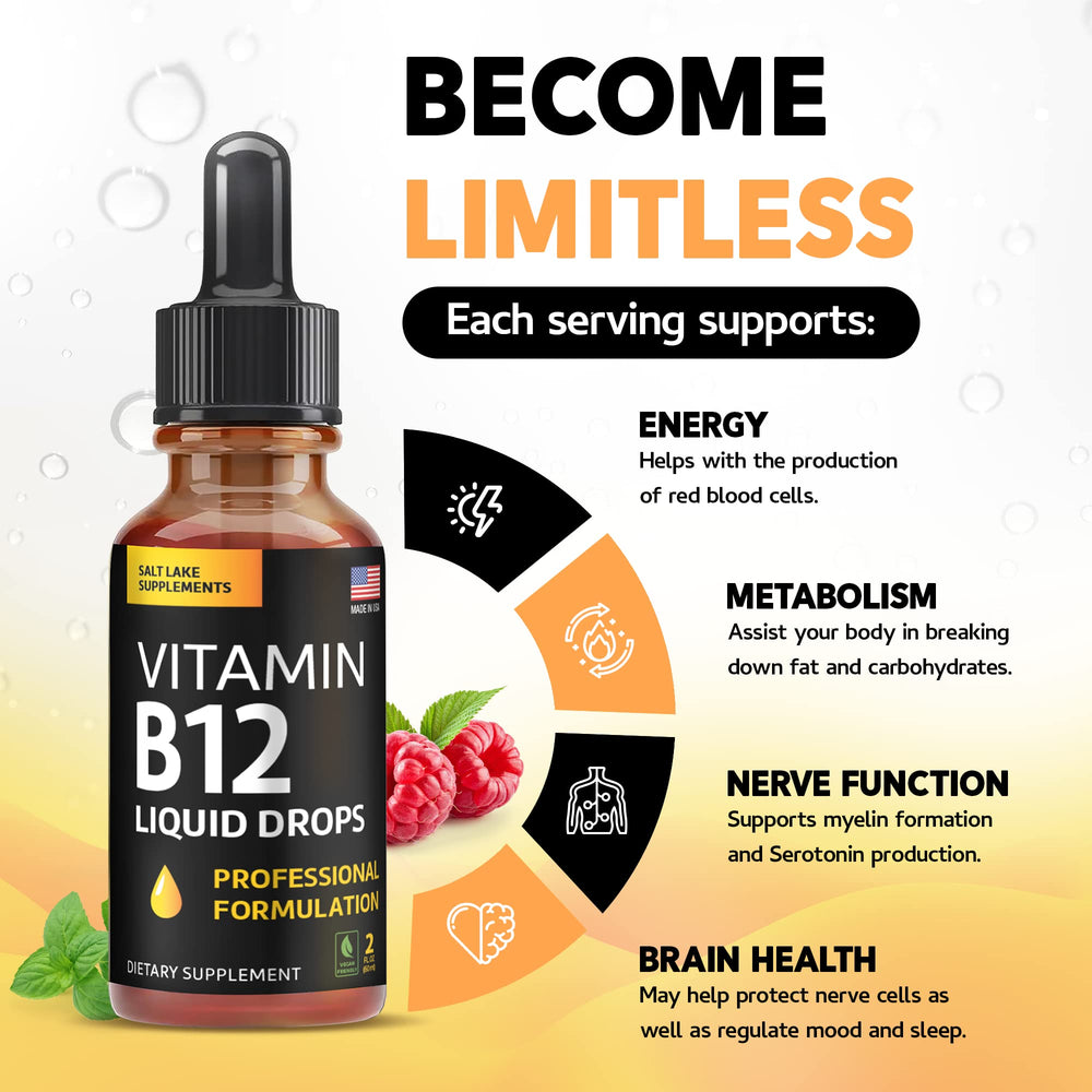 5000 mcg methylcobalamin B12 liquid from Salt Lake Supplements for vegan support.