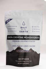 Salt of the Earth Creatine label close-up with NSF badge.