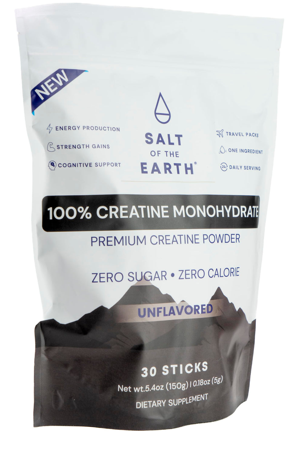 Salt of the Earth Creatine tub front highlighting 30 servings.