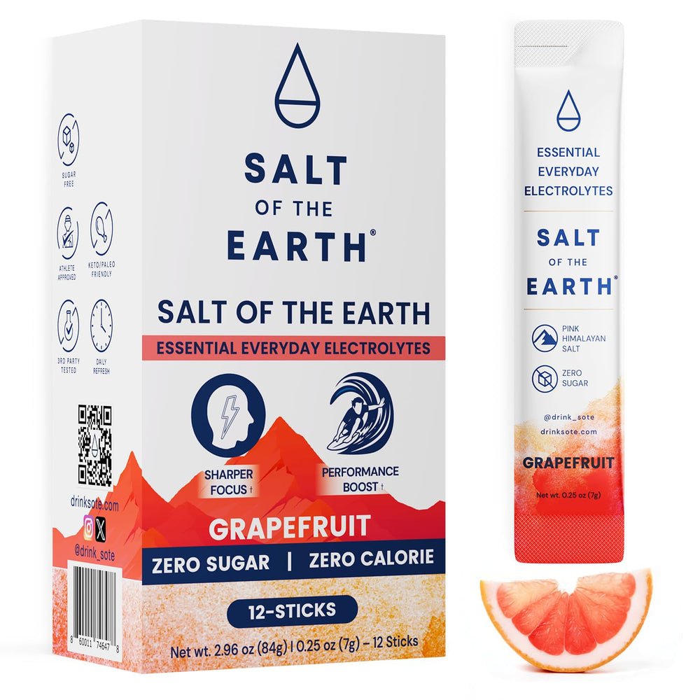 Salt of the Earth grapefruit electrolyte mix being poured for quick hydration