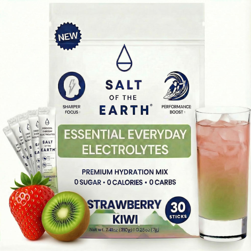 Salt of the Earth premium zero-sugar electrolyte stick for strawberry kiwi hydration and keto-friendly support