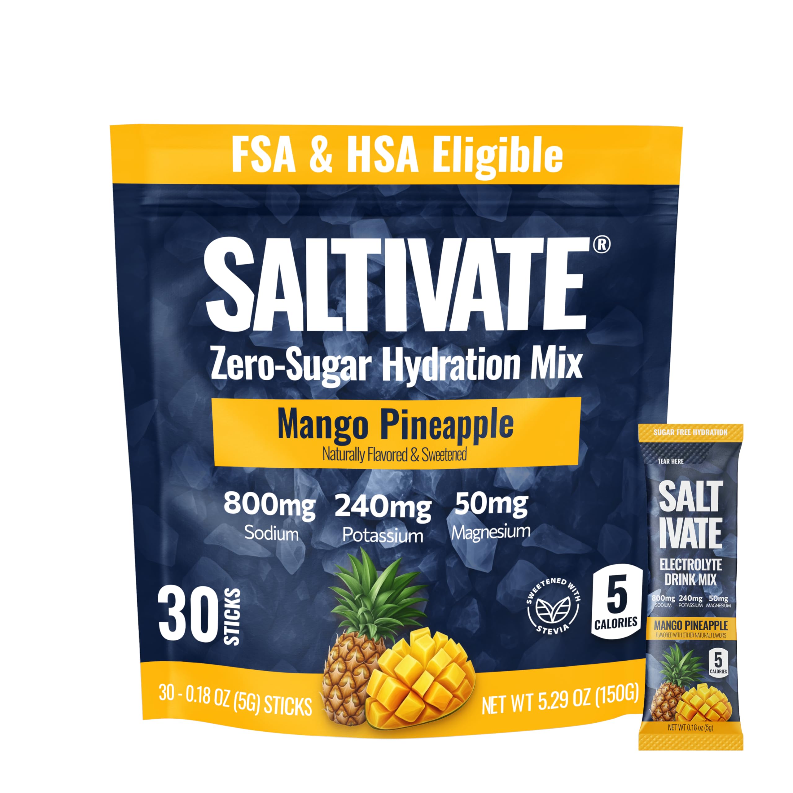 Saltivate Mango Pineapple Electrolytes pack of 30 sticks for on-the-go hydration