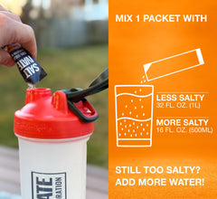 Saltivate Salty Orange Electrolytes packaging mockup highlighting portable single-serve sticks.