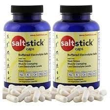 SaltStick Caps bottle back view shows ingredients and capsule count for endurance use.