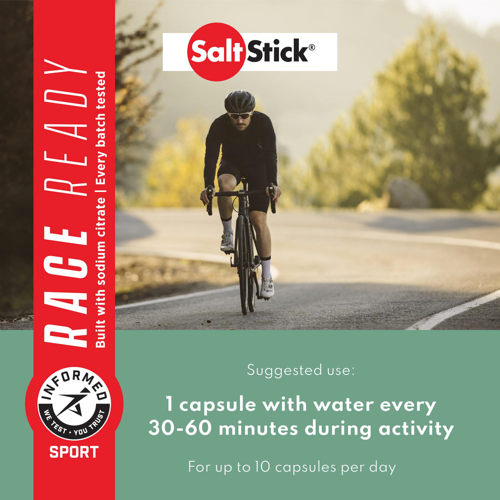 SaltStick Electrolytes ingredients label with key minerals and caffeine.