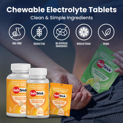 SaltStick bottle in a sports bag for on-the-go electrolyte support.