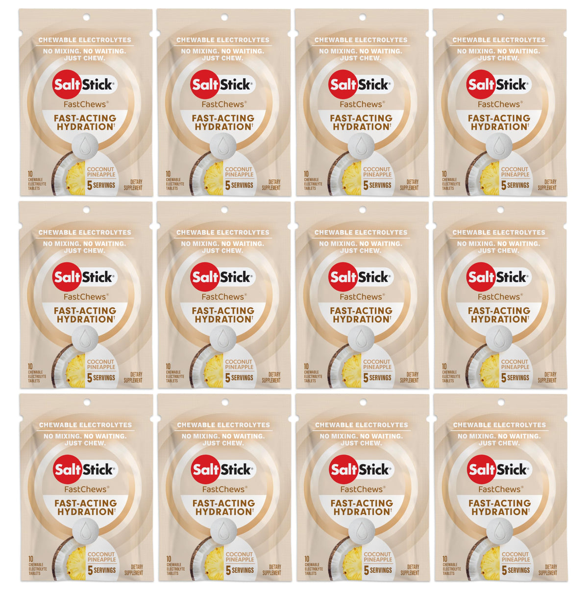 SaltStick FastChews coconut pineapple packaging for on-the-go hydration