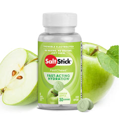 SaltStick FastChews green apple bottle for quick workout hydration