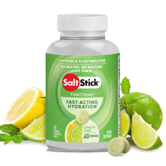 SaltStick FastChews Lemon Lime tablets for quick hydration during workouts.