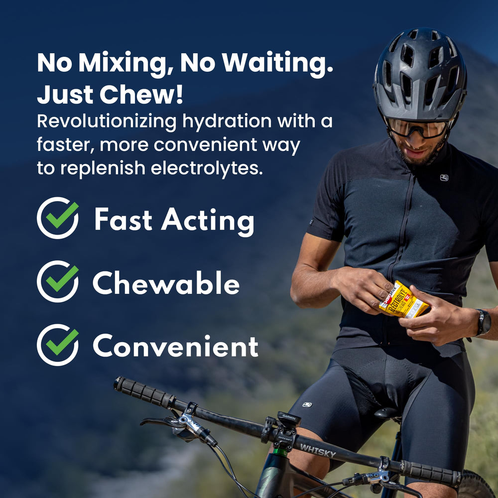 SaltStick FastChews bottle label on shelf for endurance fueling.
