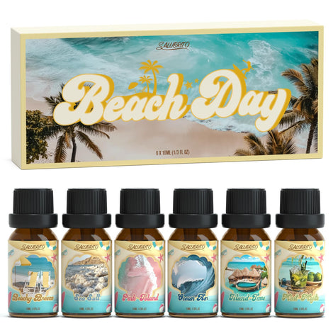 Salubrito Beach Fragrance Set bottle releasing tropical notes for relaxation and ambiance.