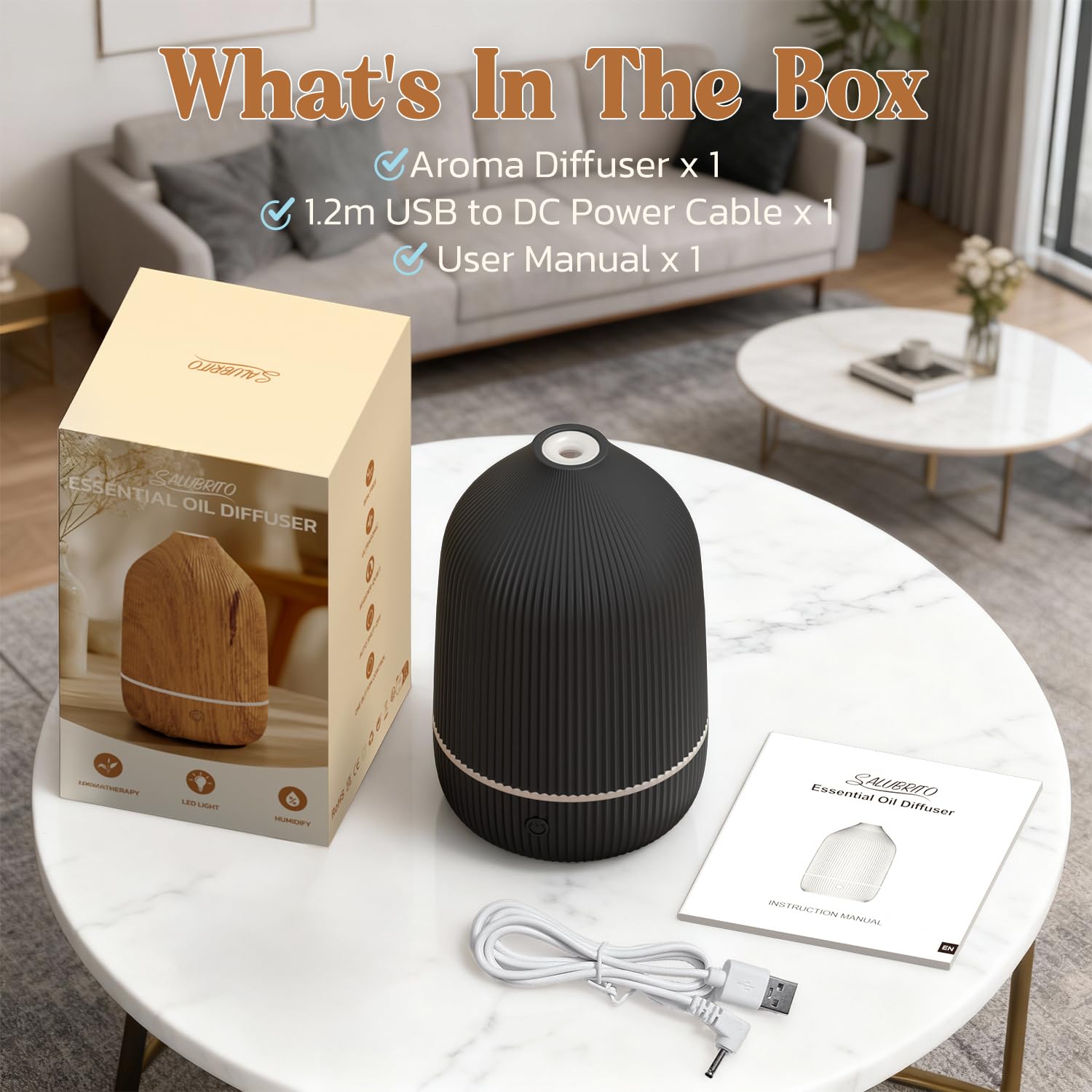 Salubrito diffuser crafted from BPA-free PP+ABS for durable use